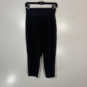 Athleta Nolita Pants Womens 4P Black Cropped Tapered Elastic Pockets Petite